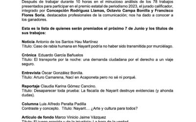 ¡Felicitamos a Karina Cancino por ganar el Premio Estatal de Periodismo 2023 en Nayarit!