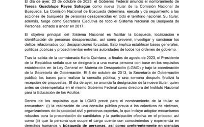 Posicionamiento de JTMX sobre la Nueva Comisionada de la Comisión Nacional de Búsqueda en México