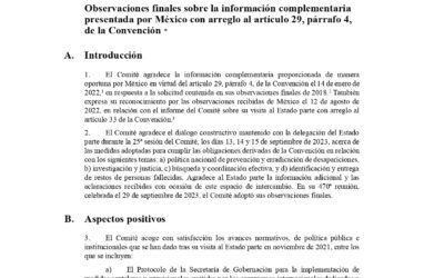 Observaciones finales del Comité contra la Desaparición Forzada