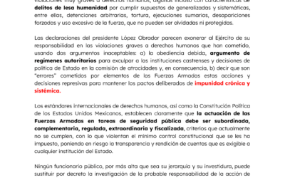 Comunicado Seguridad Sin Guerra y Amnistía Internacional ante declaración de Andrés Manuel López Obrador