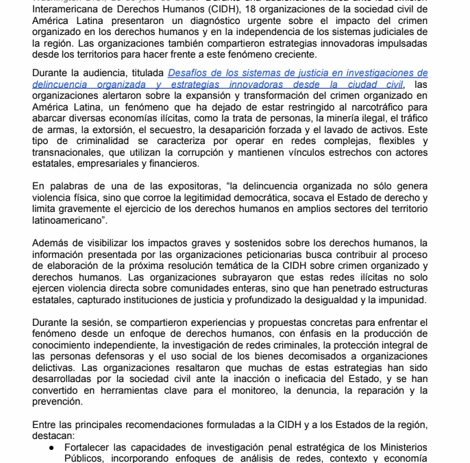 🔴 Desde Justicia Transicional en México, te invitamos a ver la audiencia completa de la CIDH:“Desafíos de la justicia en investigaciones de delincuencia organizada”